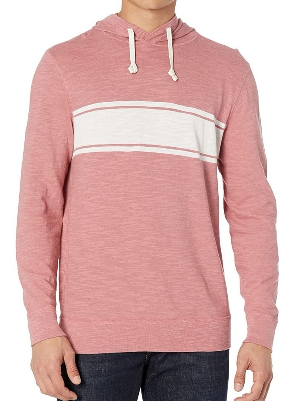 Faherty Men's Summer Red Surf Stripe Slub Hoodie - Medium
